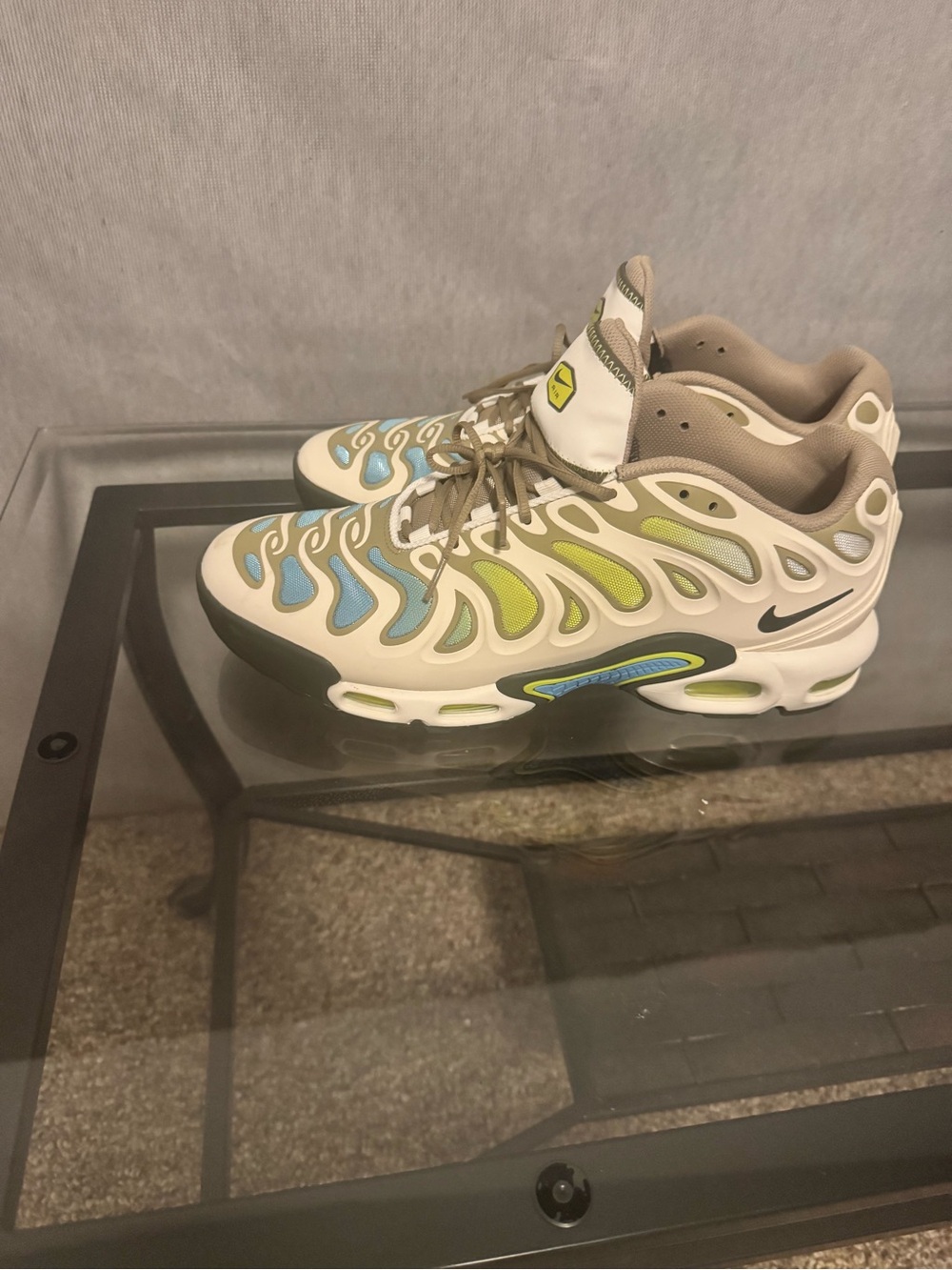 Nike White Sneakers with Blue & Green Accents